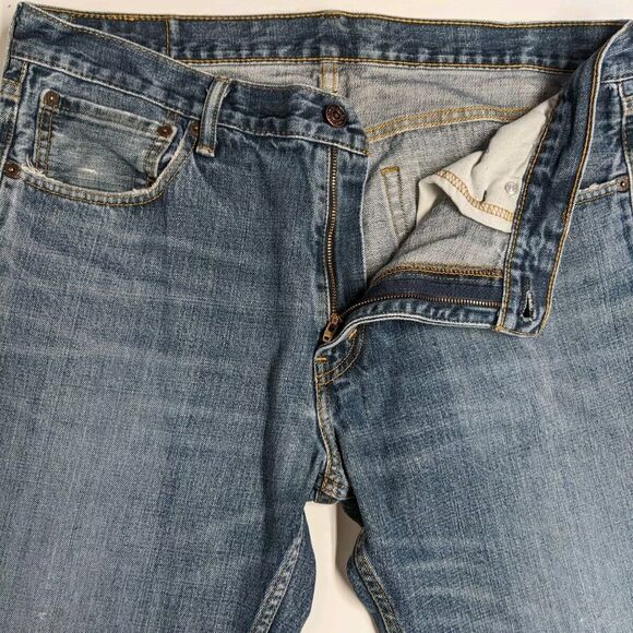 Levi's Jeans Men 36x30 Vintage 527 Blue Denim Dark Wash Frayed Hem Bootcut - Picture 6 of 16